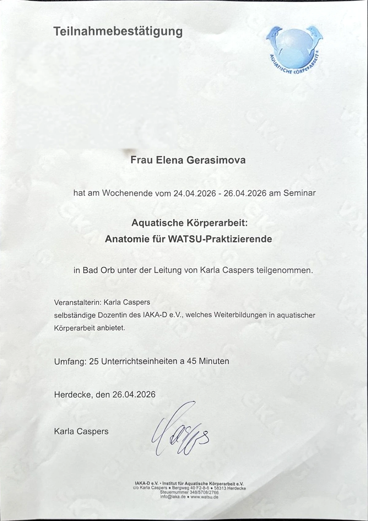 Anatomie für WATSU-Praktizierende