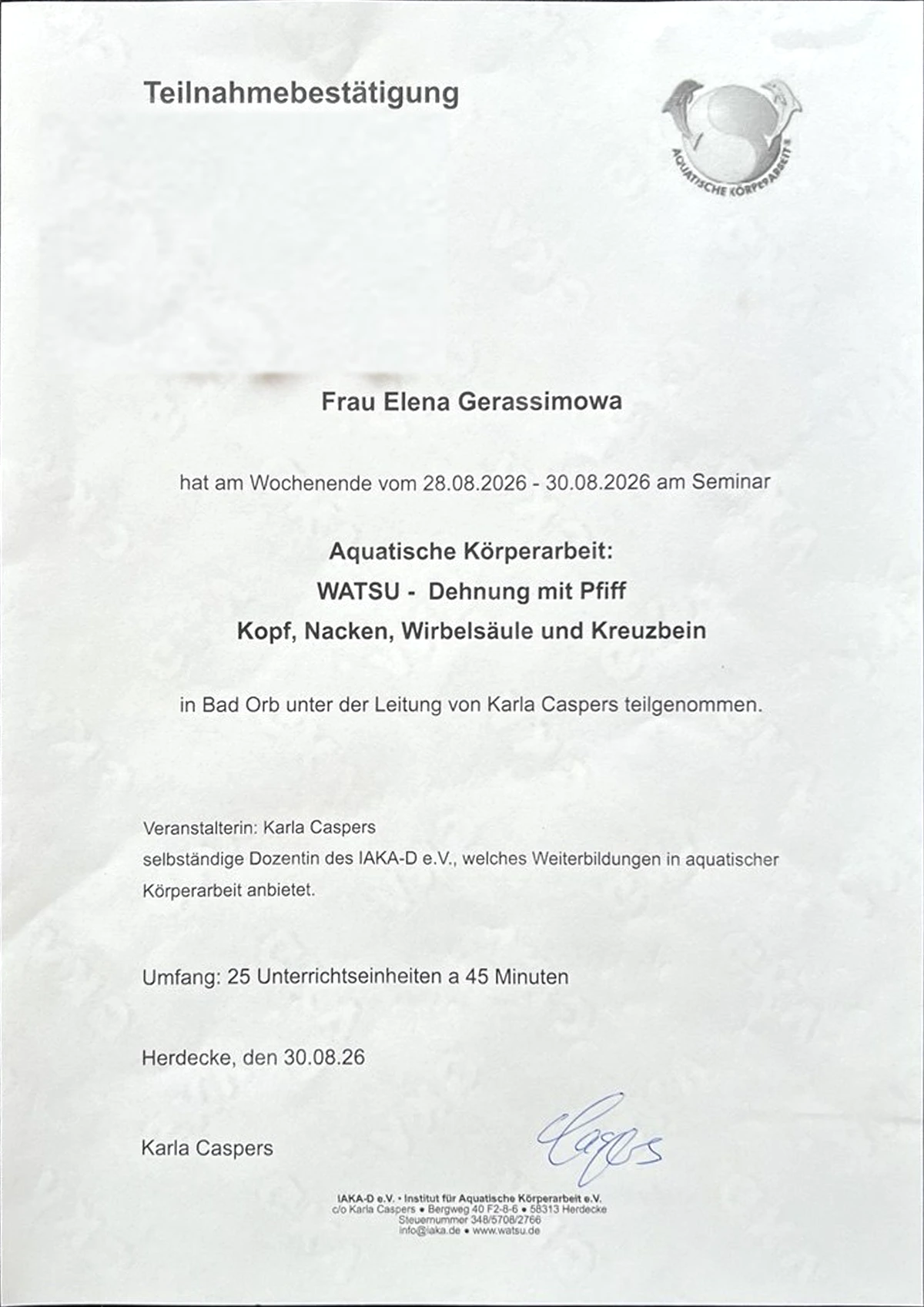 WATSU® – Dehnung mit Pfiff